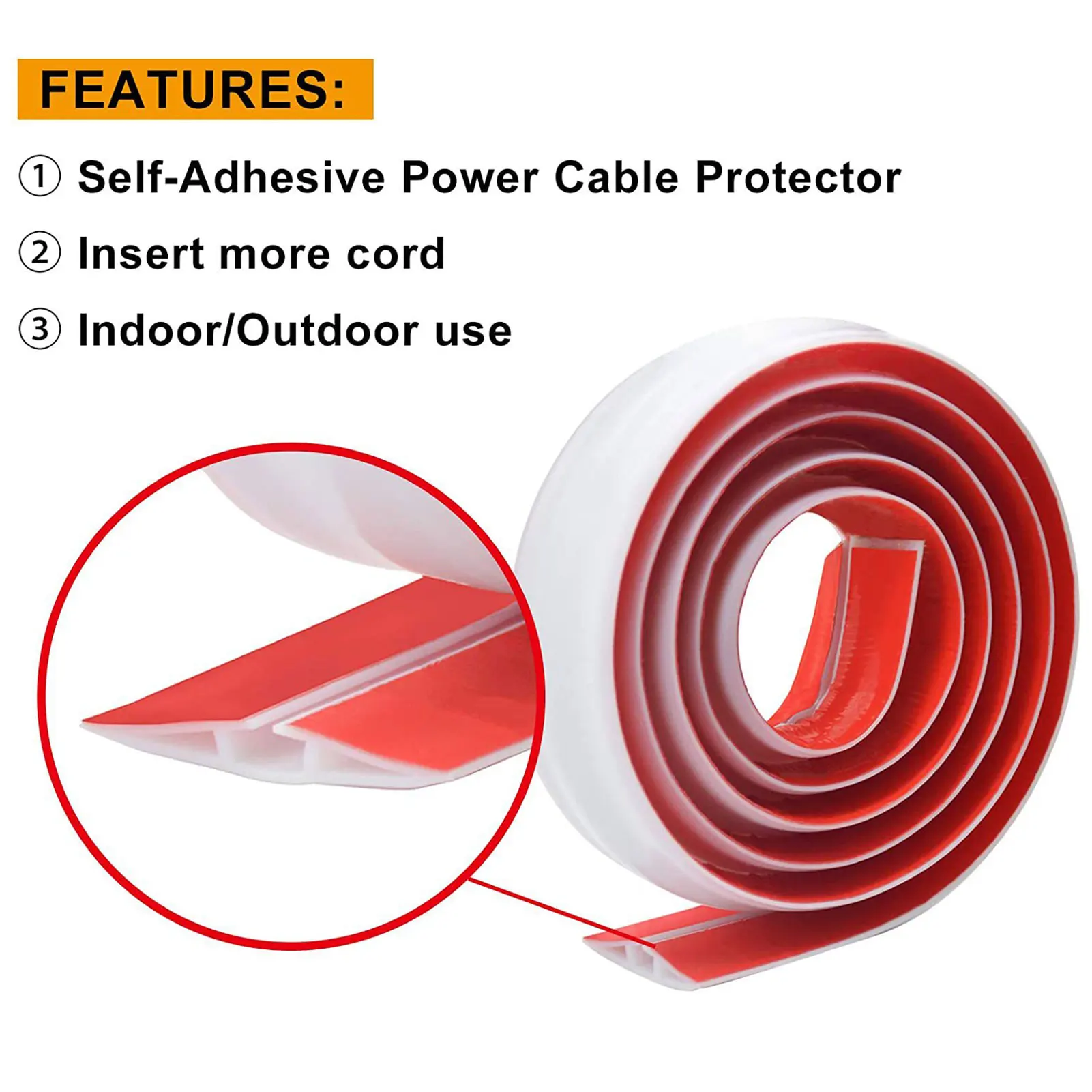 Description Picture 4 of item3 Meters Cable Protector Waterproof Self-Adhesive Rubber Wire Organiser Hider For Factories Garages Offices Gym Rooms Living