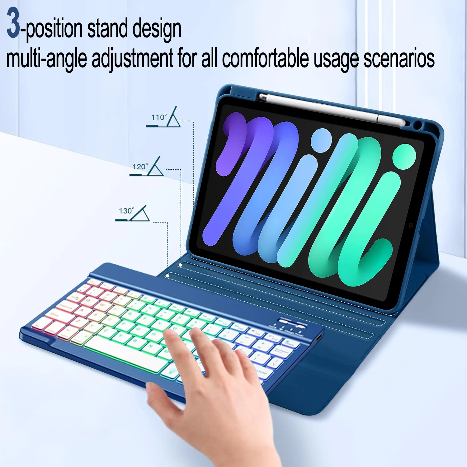 Enhanced Backlit Keyboard Case with Mouse and Stylus