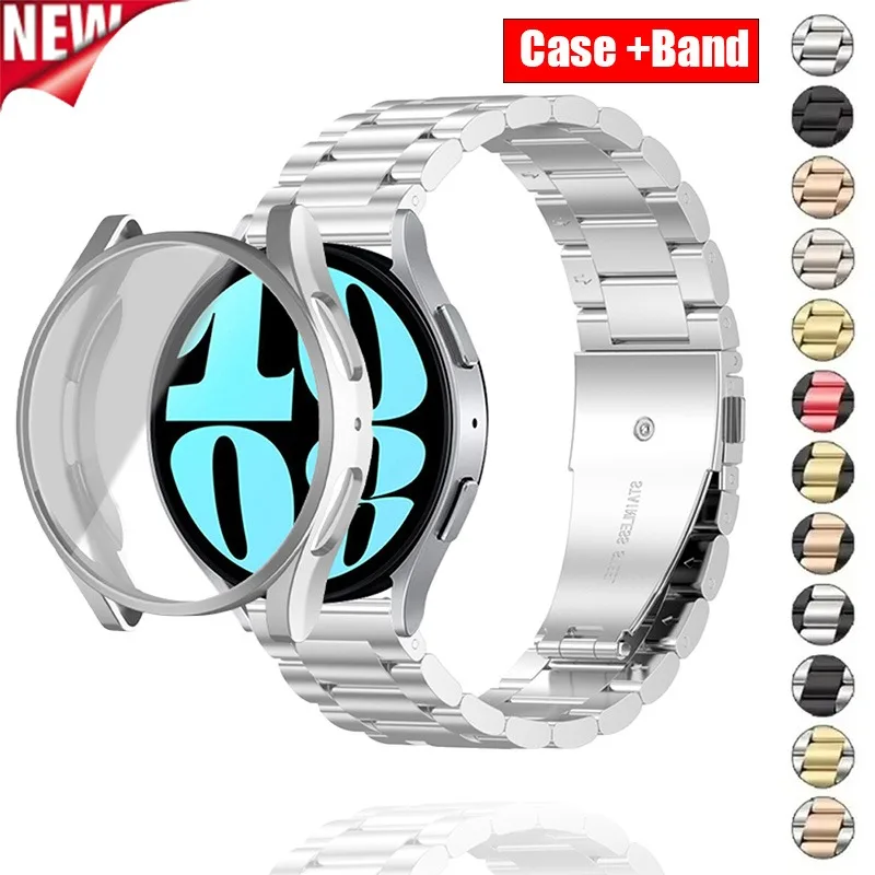 Premium Stainless Steel Bracelet & TPU Cover for Galaxy Watch - Enhanced Band with Metal Strap