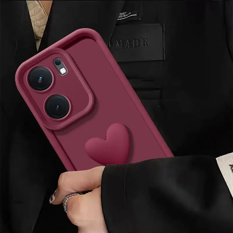Cute 3D Love Heart Silicone Matte Back Cover Case