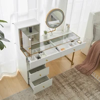 KOMHTOM LED Lighted Mirror Transparent Toughened Glass Tabletop Set