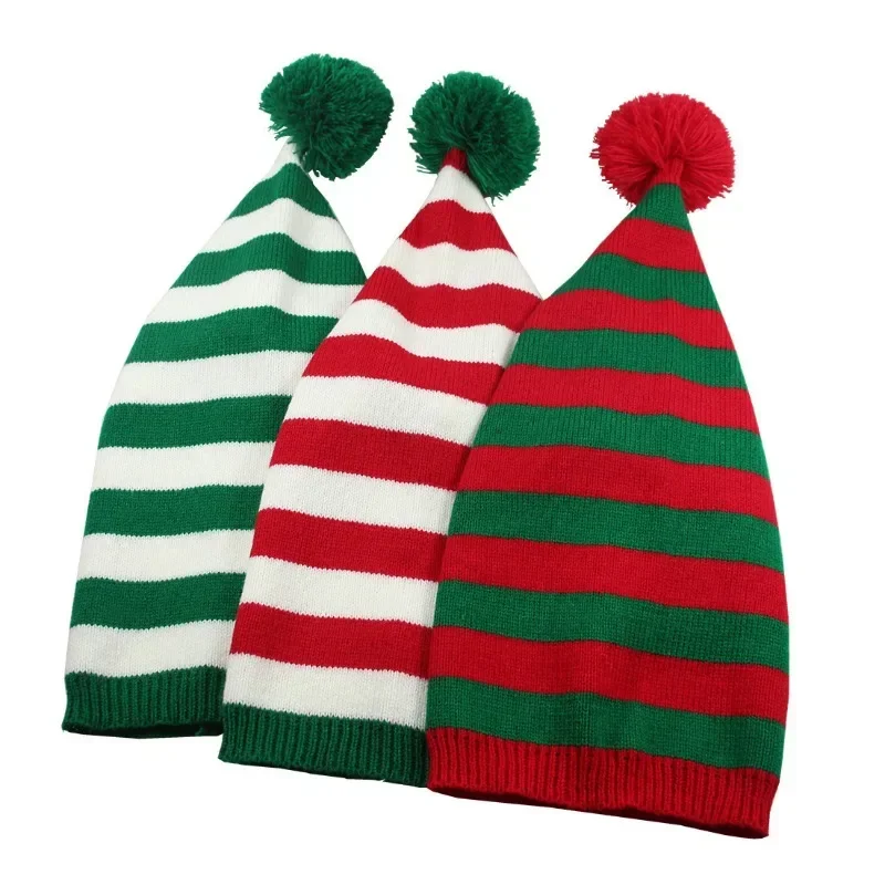 Christmas Knitted Wool Hat Winter Thickened Warm Hat Hairball Long Tail Witch Ladies Christmas Gift Decoration