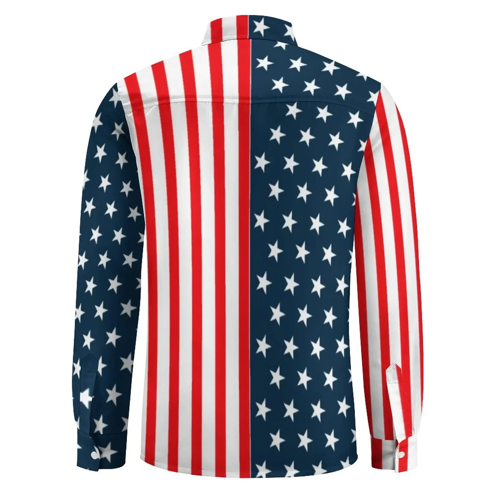 USA Stars Flag Stripes Long Sleeve Men's Shirts For Man Clothing 3D Print Casual Fashion Autumn Tops Loose Men Vintage Blouse