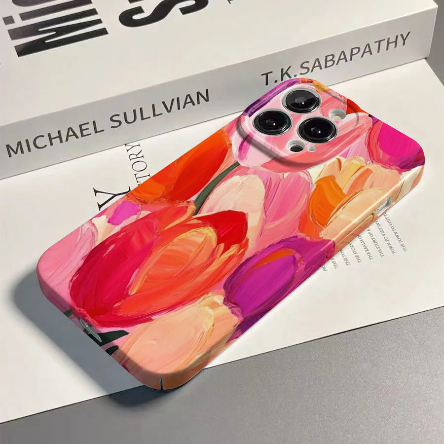 Oil Painting Tulip Flower Shockproof Hard Phone Case