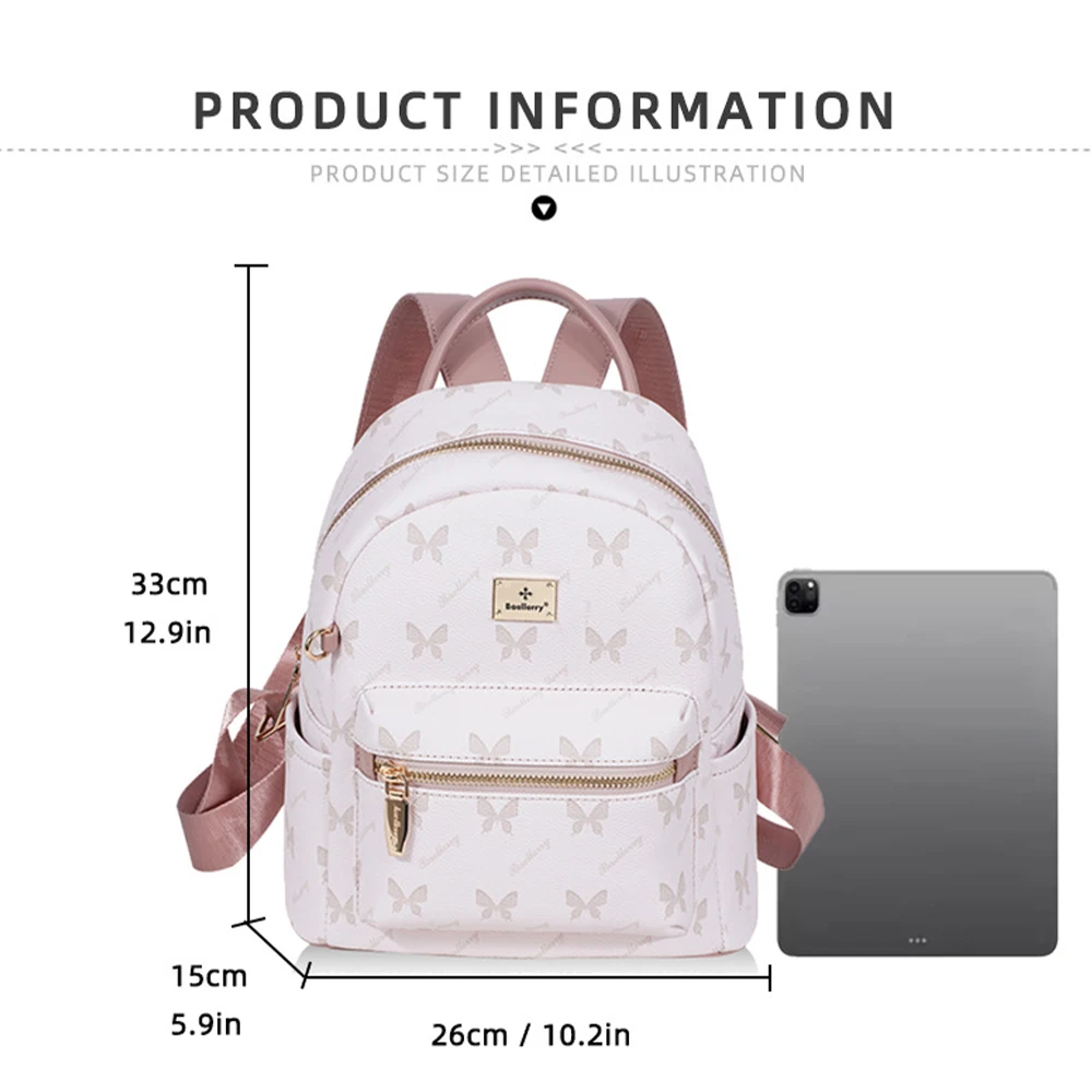 1Pcs【Multi-Compartment Design】Women's Butterfly Print Small Backpack Mini Portable Large-Capacity Backpack Fashionable Casual Multi-Functional Storage Bag