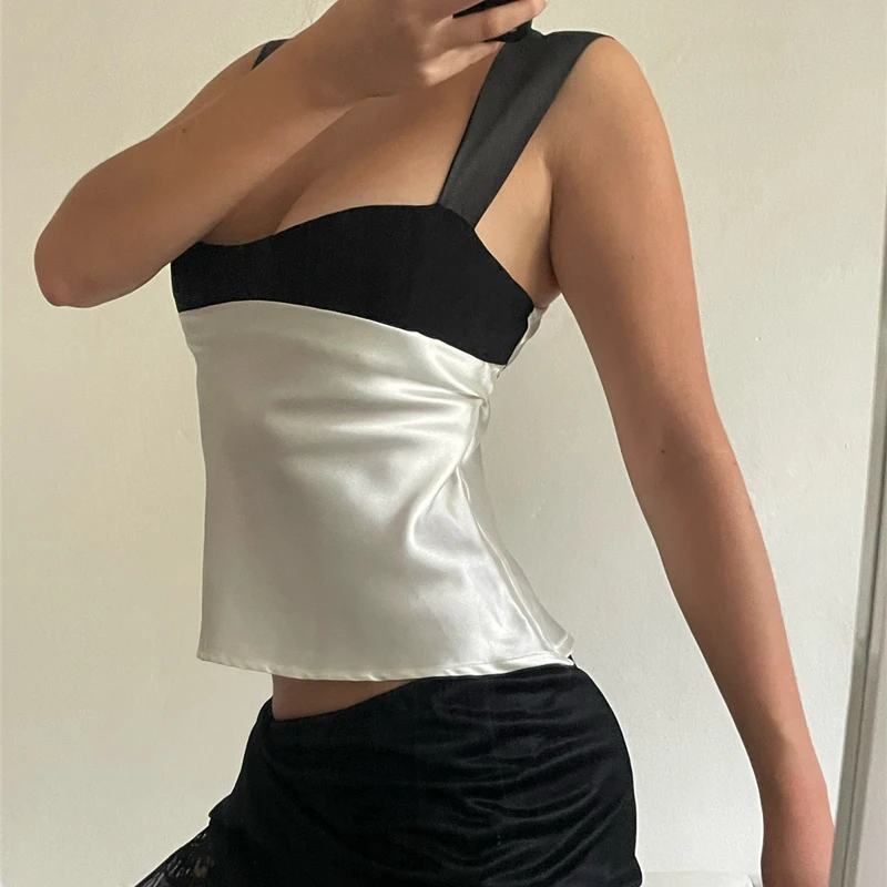 Sexy Satin Patchwork Tank Top