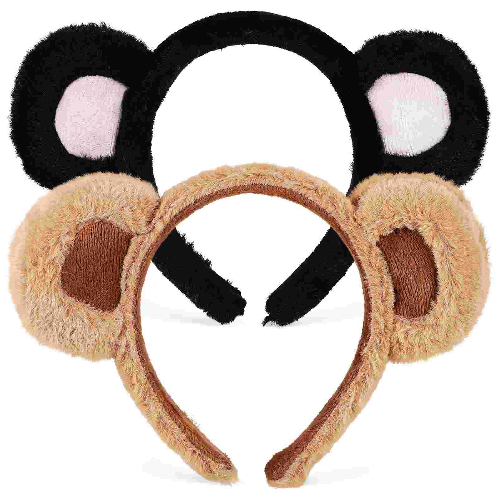 

2 Pcs Gift Headbands Bear Ears Clothing Elastic Christmas Costume Accessories Animal Plush for Adults Cosplay Long Hair