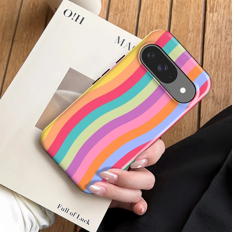 Colorful Lines Print Phone Case - Dual Layer Matte Bumper