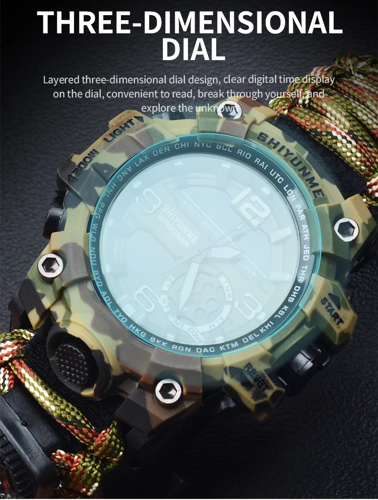 SHIYUNME Men's Camouflage Military Watch Waterproof Compass Chronograph Electronic Outdoor Sports Watch Male Relogios Masculino