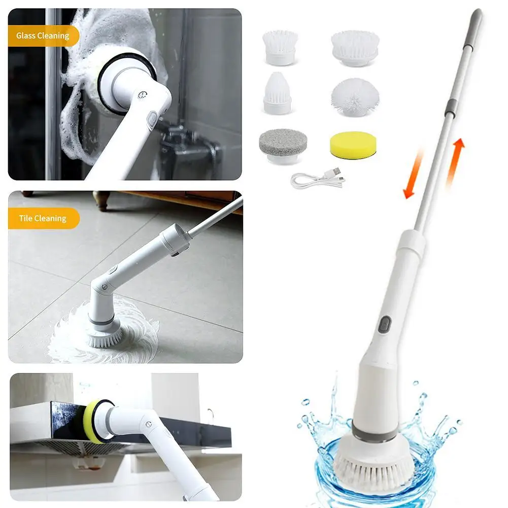 

Electric Cleaning Brush With 3 Level Adjustable Extension Wireless Window Wall Cleaner Rechargeable Cleaning Brush Adjustable