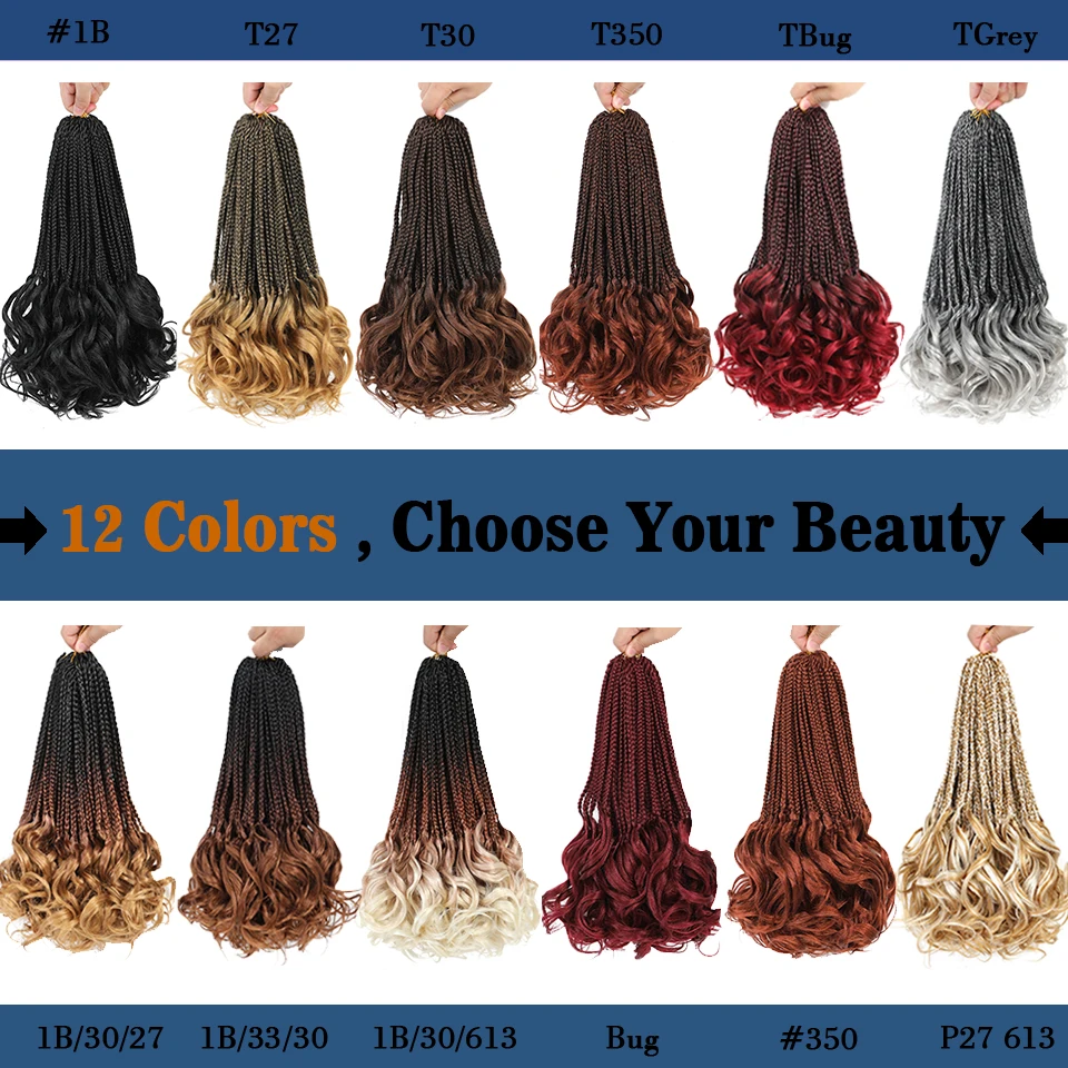 French Curl Crochet Braids 14 Inch Kid-Friendly Goddess Box Braids with Bouncy Curly Ends French Curls Braiding Hair for Women 6