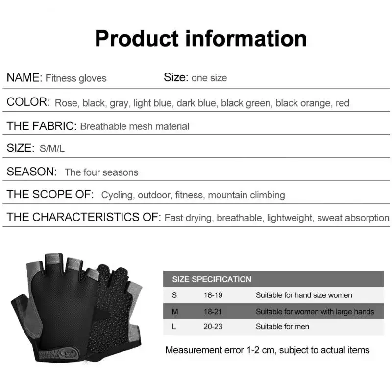 Half Finger Cycling Gloves Men Women Anti Slip Shock Breathable Summer Bicycle Gloves Fingerless Sports Gym Training Bike Gloves 6