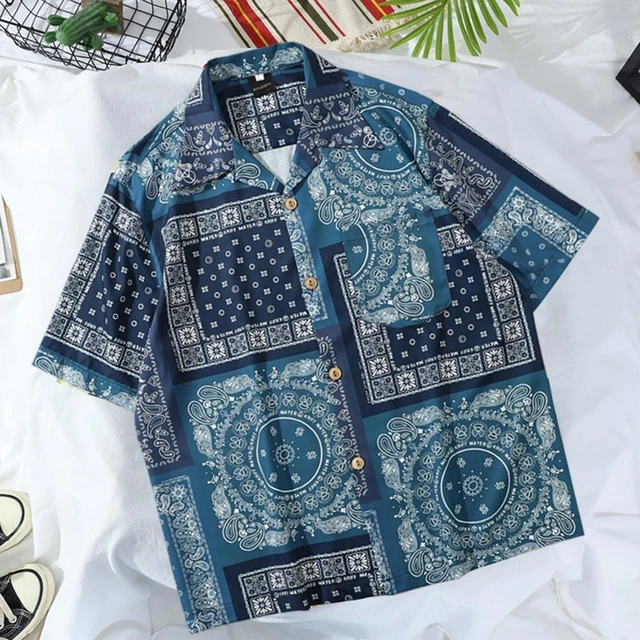 Bandana Shirt Men Streetwear Paisley  Shirt Men Short Sleeves Summer 2022  - Shirt - Aliexpress