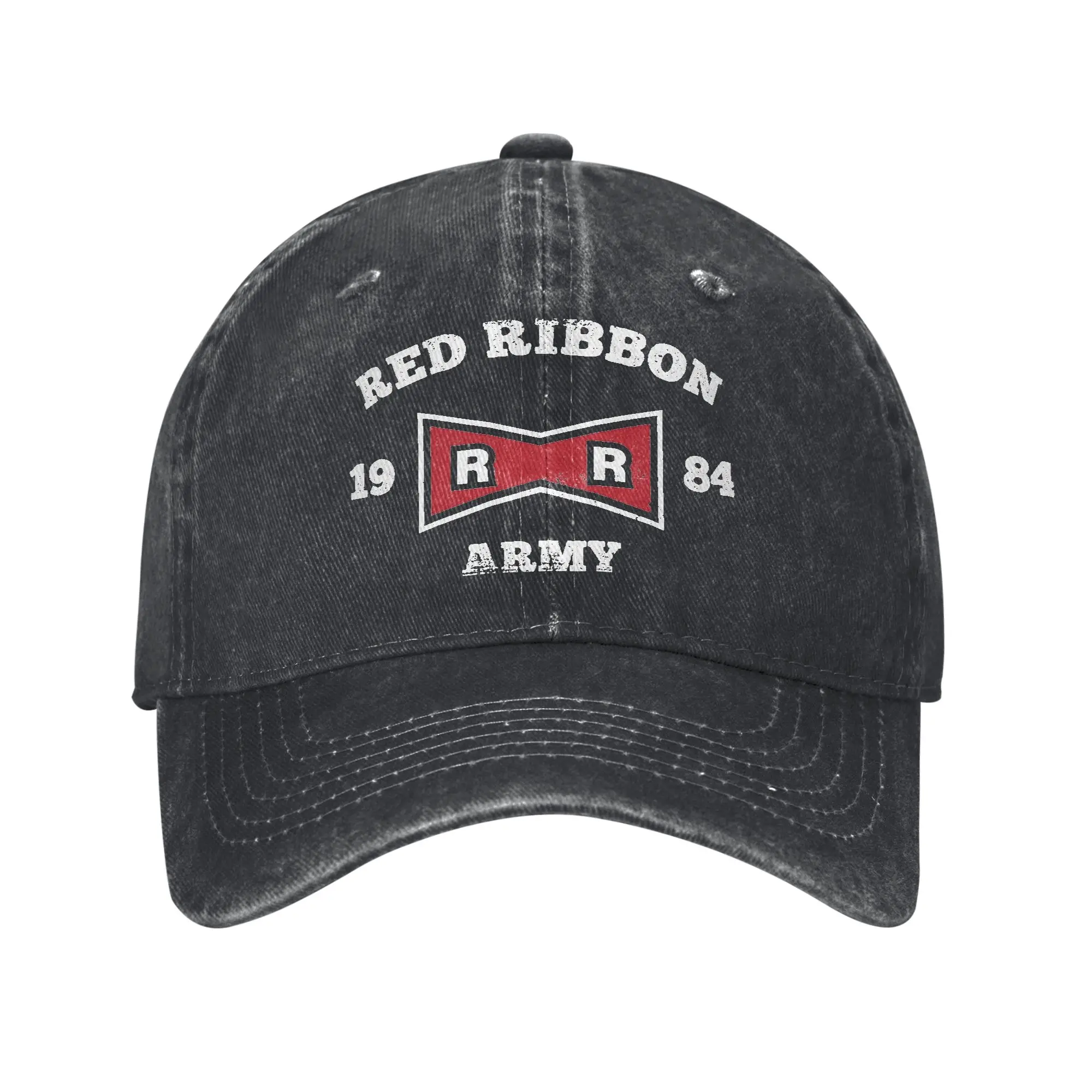 Red Ribbon Army 1984 Unisex-Baseballkappe, Anime-Stil, Distressed-Denim, gewaschene Mütze, Vintage-Sommer-Kappe, unstrukturierte, weiche Kopfbedeckung