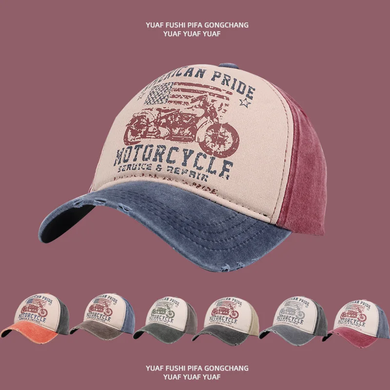 

Американские повседневные бейсболки в стиле ретро для мужчин и женщин, летняя Солнцезащитная бейсболка с отверстиями для мытья, изогнутые поля, показывающие лицо, маленькое искусство