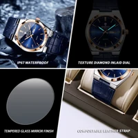 Montre homme BINBOND, bracelet en cuir de luxe, quartz, précise, lumineuse, étanche, affichage automatique de la date et du jour, durable, reloj. 6
