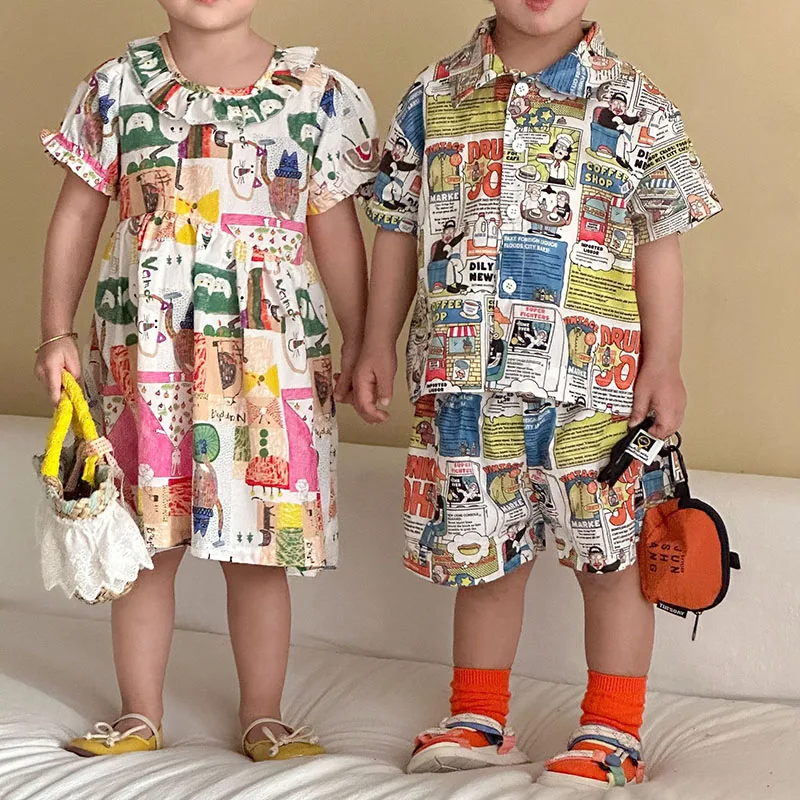 Kids FUN 2pc Full Print Shorts Outfit 2