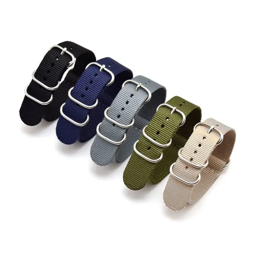Durable Nylon Woven Watch Strap with Black Buckle - Military Fabric Bracelet Belt