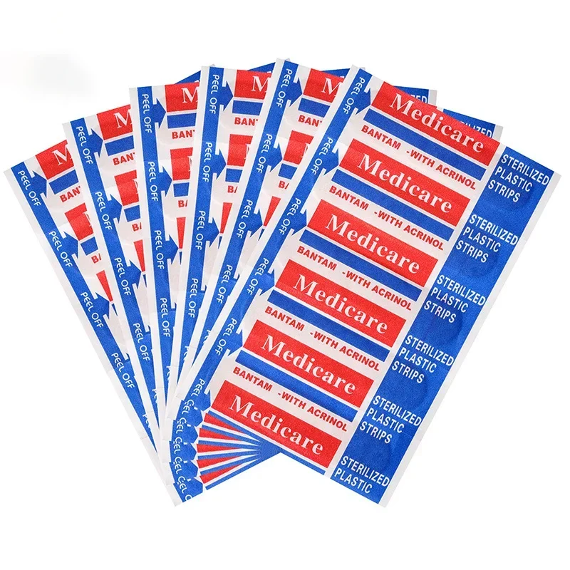 100pcs/lot Non-woven Fabrics Band Aid Sticking Plaster Waterproof Wound Strip Dressing Patch First-aid Kit Self-adhesive Bandage