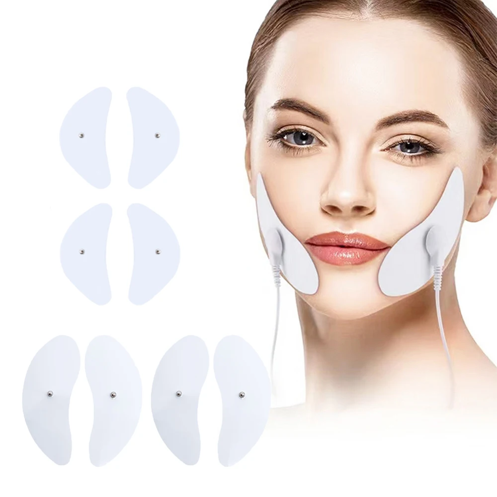 16pcs Reusable Tens Muscle Stimulator Face Slimmer Electrode Pads Facial  Lifting Machine Lift Up Device Beauty Health Skin Care