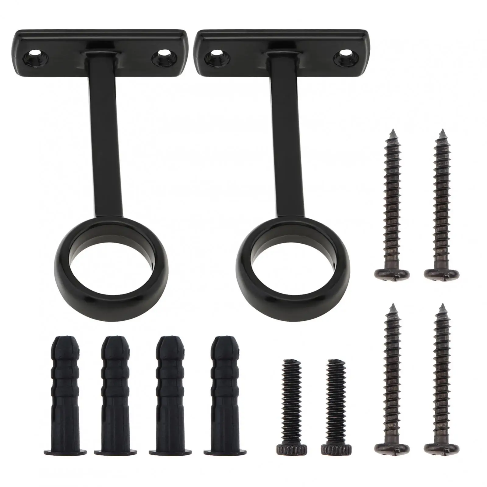 2pcs Single Hole Aluminum Alloy Ceiling Mount Curtain Rod Bracket for 1 Inch Drape Pole with Adjustable Screw Rod Brackets Tools