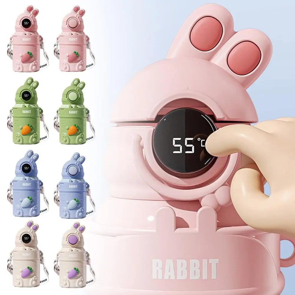 

500ml Stainless Steel Thermal Water Bottle For Kids Cartoon Children Thermos Mug With Straw Leak-Proof Insulated Cup Drinkw I1W2