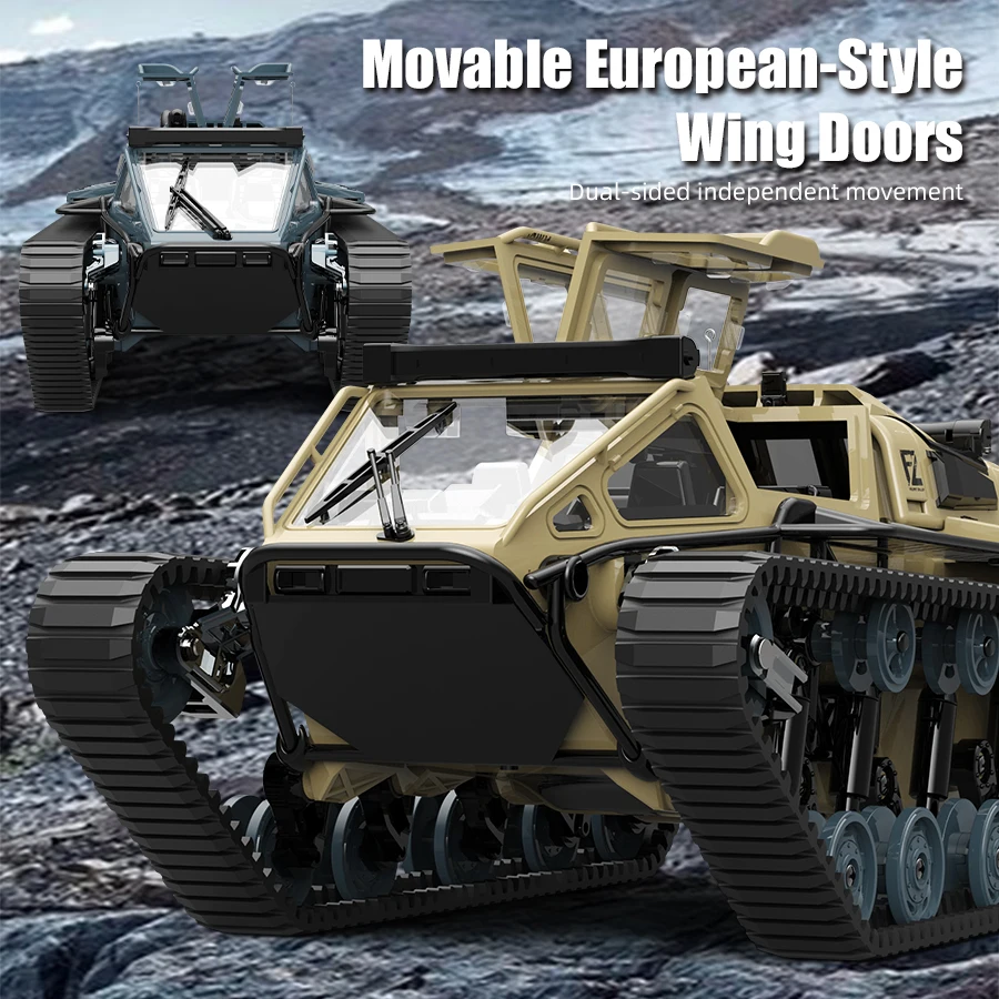 C8812 RC Tank Full Scale Tracked Off-road Vehicle Simulation Model LED Light RC Car 2.4G Remote Control Crawler Toys for Boys 6