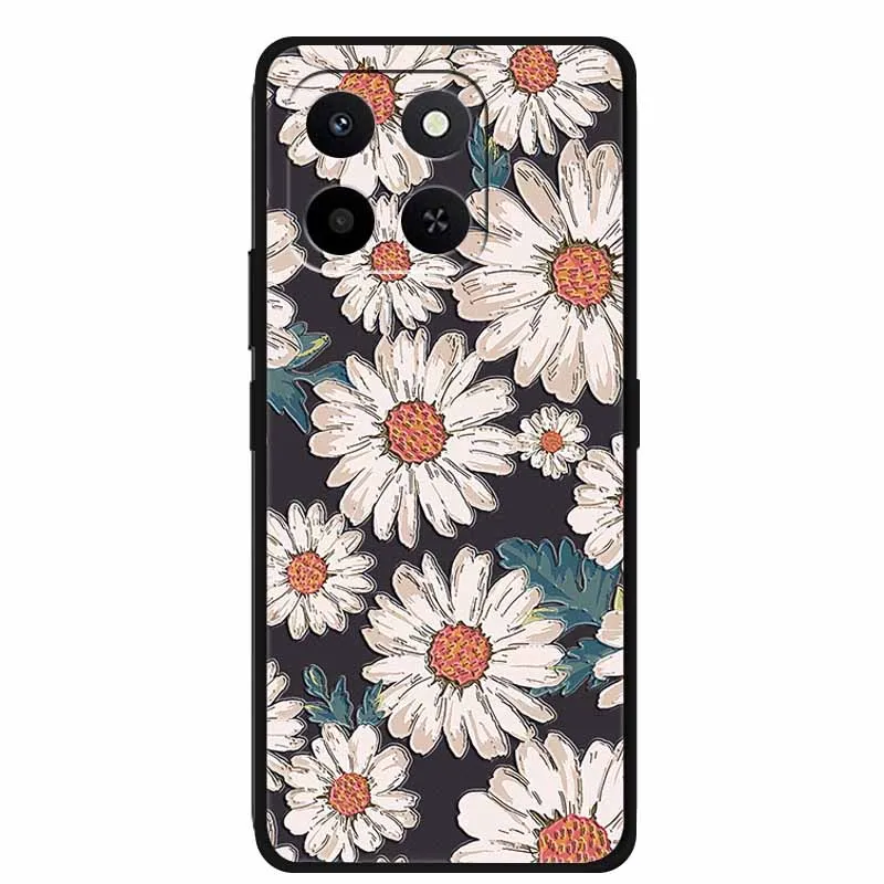Embossed Floral Black Silicone Soft Back Cover - 3D Protective Case