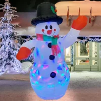Christmas Inflatable Snowman with Colorful Rotating LED Lights Blow Up Snowman Outdoor Lawn Yard Garden Xmas Holiday Decorations 1