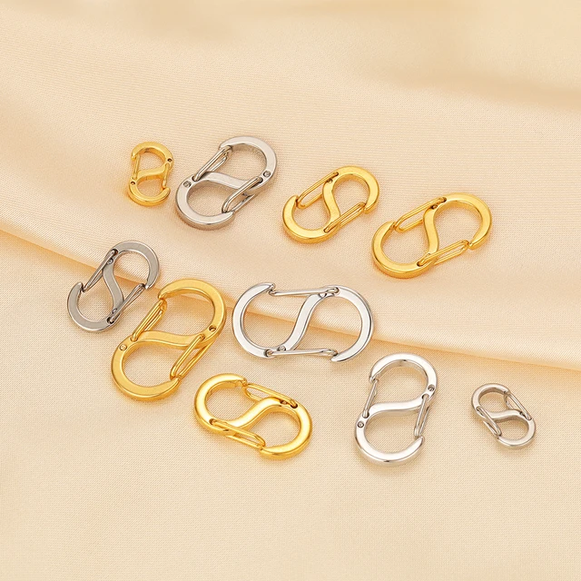 5Pcs Stainless Steel Chic Letter S Buckle 18k Gold Spring Lobster Clasps Necklace Hooks Bracelets Connectors DIY Jewelry Making 5