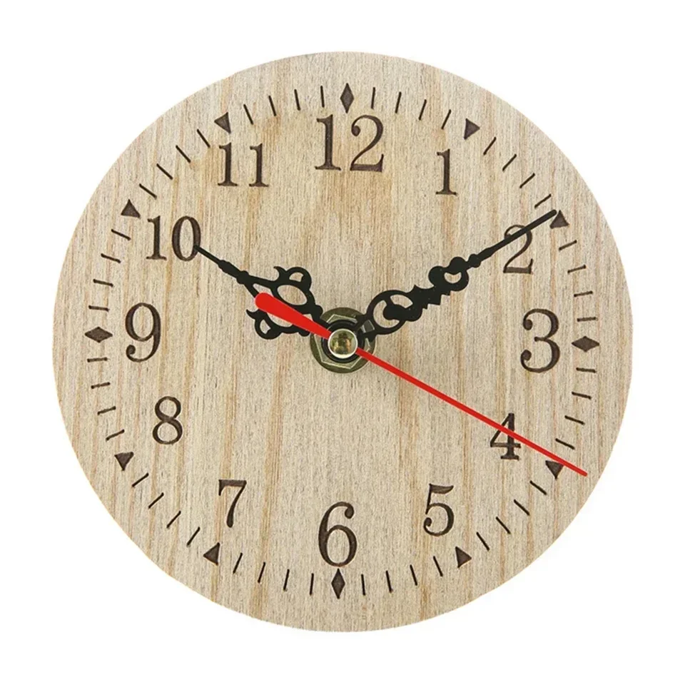 Round Wooden Wall Clock Roman numerals