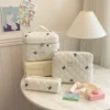 3pcs sets Cute Bow Flower Quilted Makeup Bag Women Cosmetic Organizer Female Handbag Portable Toiletry Case For Travel 5