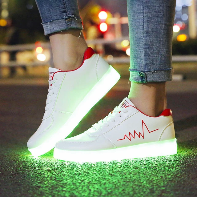 30-41 Glowing Sneakers for Boys Luminous Shoes with Light Up Sole Kids Lighted Led Slippers with USB Charged _ - Mobile