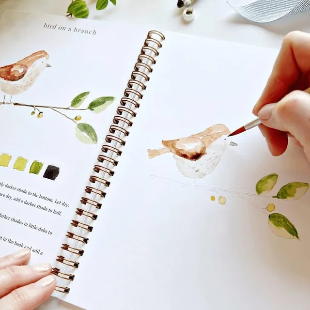 Cahiers d'exercices d'aquarelle 12 couleurs adaptés aux débutants avec pinceau, fournitures de peinture artisanale d'art pour enfants adultes adolescents 2