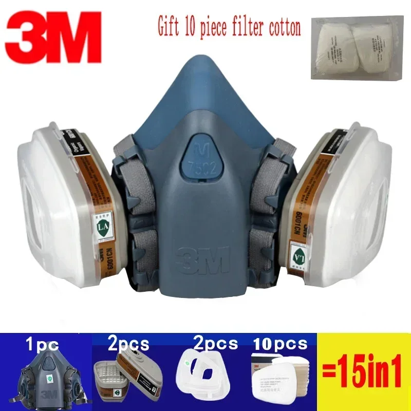 Masque Anti-Poussière Chantier 15in1 Réutilisable - Protection Respiratoire