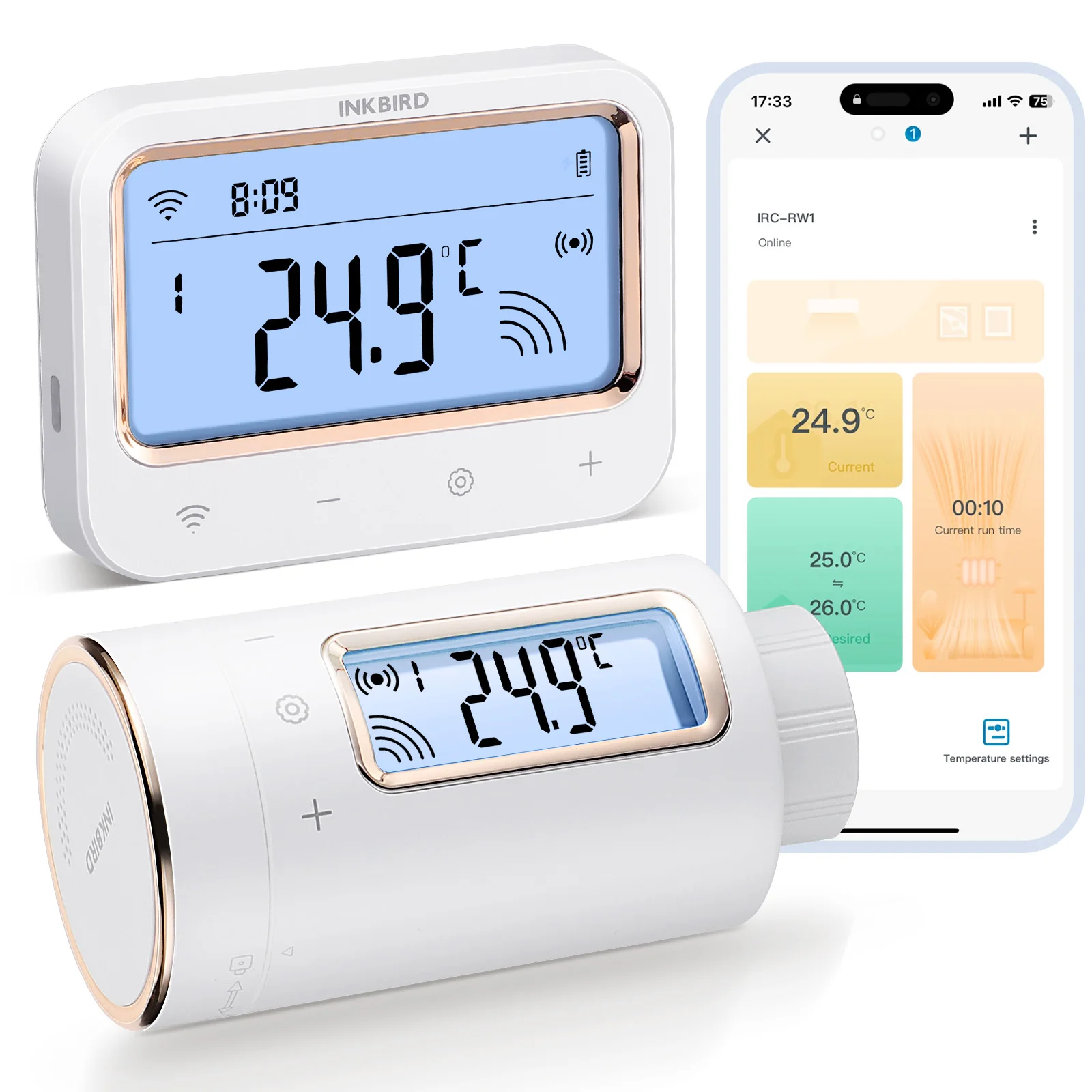 

INKBIRD 50% Off IRC-RW1 Smart WiFi Radiator Actuator Programmable Thermostat Valve Temperature Controller Free App