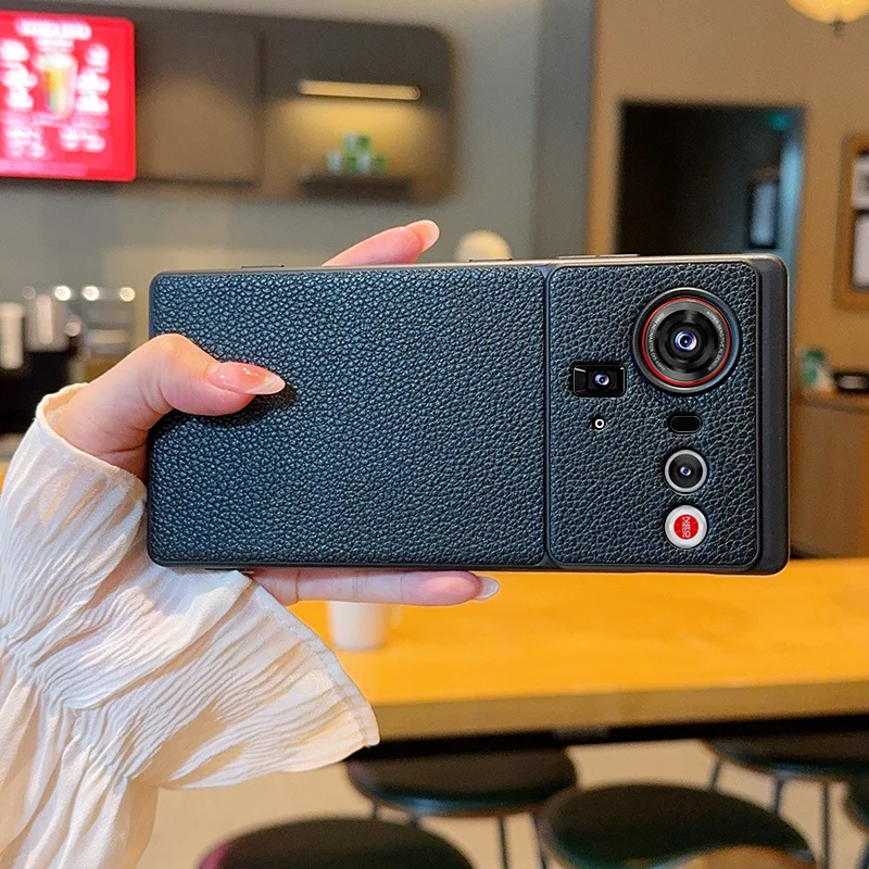 Premium Vegan Leather Lychee Texture Shockproof Case - Anti-Drop Hard Cover, Nubia Z80 Ultra