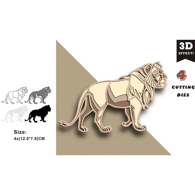 

Multilayer Lion 3d Layered Metal Cutting Mold Clip Book Mold Album Decoration Diy Card Process 2023 New