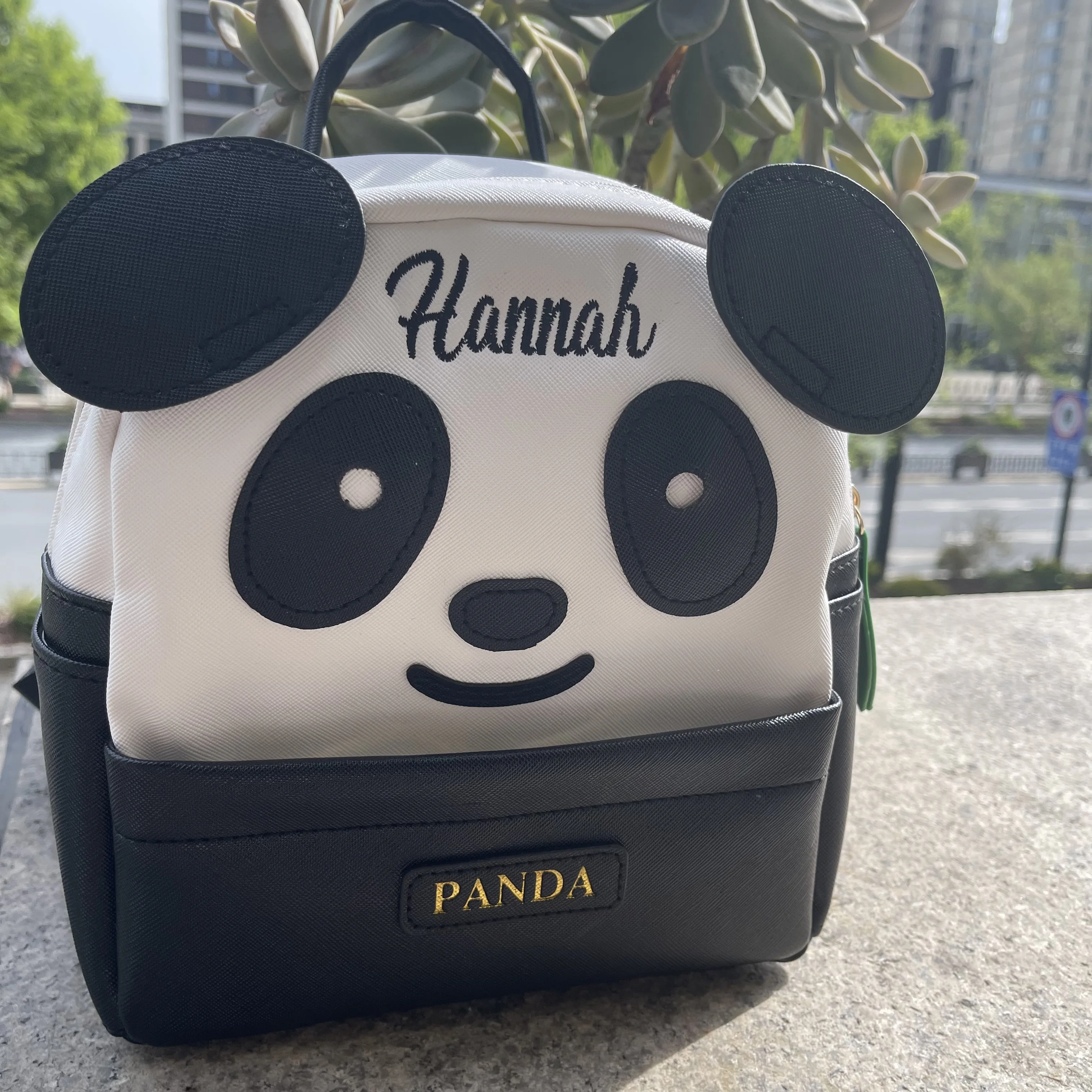 Egyéni Panda Hátiszák Óvoda Iskola Szatyor Gúnyrajz Panda Szatyor Név embroidered children's aranyos Plutónium Megmunkalás Adomány Zsák