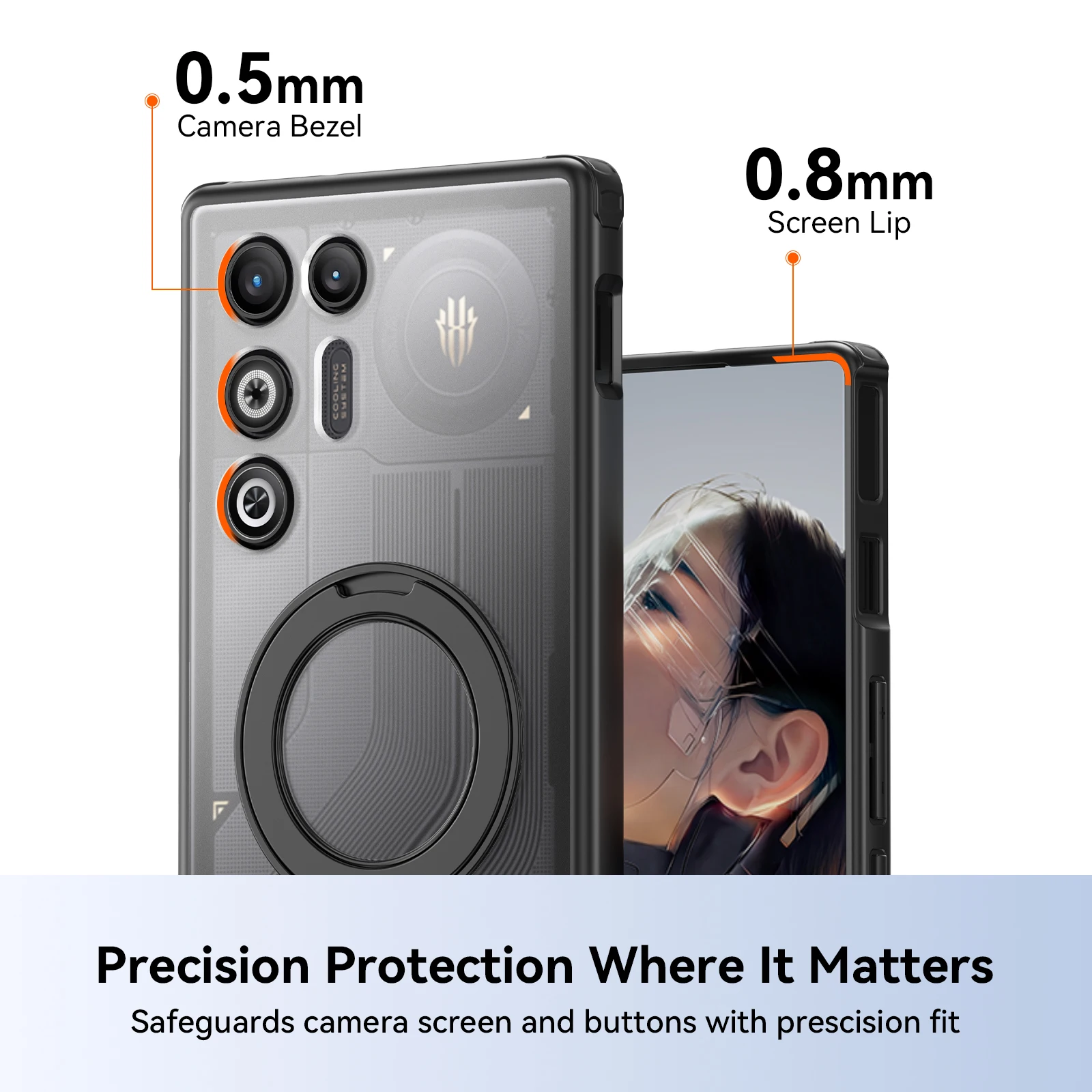 Rotating Magnetic Metal Stand Phone Case - Translucent Frosted Shockproof Cover