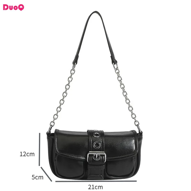 

2024 New Fashionable Retro Classic Women's Shoulder Bag with Advanced Sense Trendy Motorcycle Punk Style Underarm Handbag