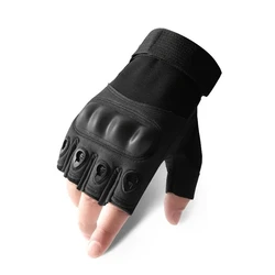 Men's Tactical Fingerless Gloves for Outdoor Sports and Activities (Black)
