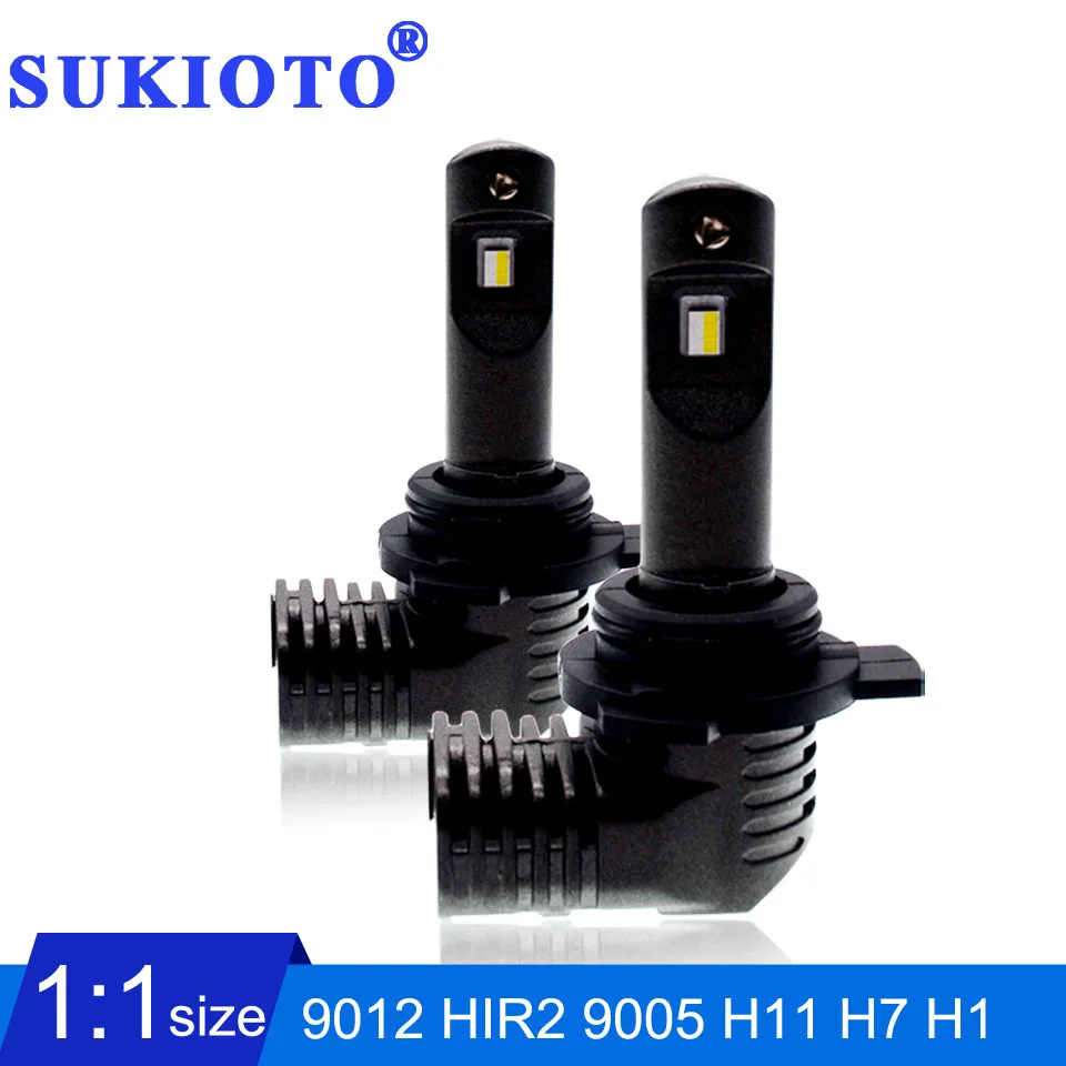 Sukioto 2pcs P10 Led Bulbs Mini Led Headlight H7 H11 9005 6000k 9012