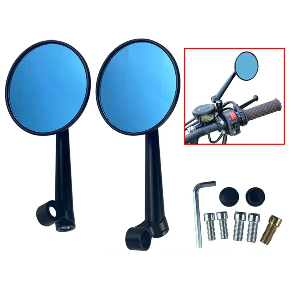 2pcs Rearview Mirror Replacement CNC Motorcycle Electric Mirror Round Side Rearview For Honda