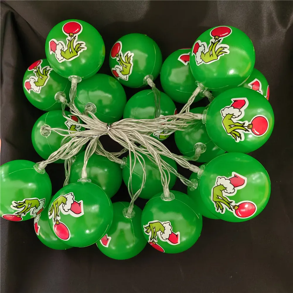 thumbnail image 1 of Cadena de luces para decoración navideña del día de Halloween 2024, divertidas bolas verdes, luces para decoración navideña DIY, luces para árbol de Navidad 669, 1 of 5