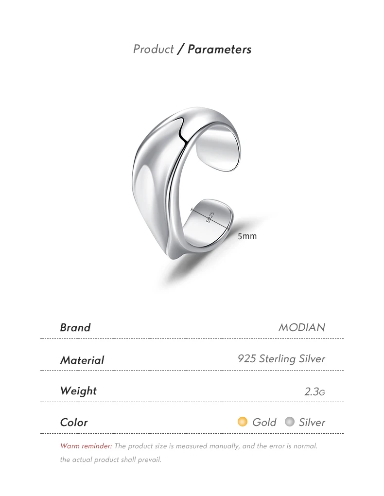 MODIAN 1PCS 925 Sterling Silber Glatte Geometrische Design Mode Clips Ohrringe Stapelbare Ohr Manschette Für Frauen Mädchen Partei schmuck – Detail 4