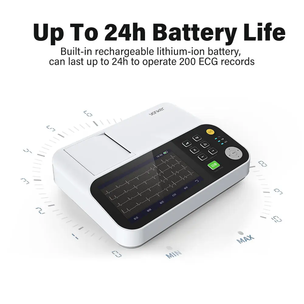 Yongrow Hospital Clinic Portable 6 Channel 12 Lead ECG Electrodes Machines Monitor Production ECG Machine With Thermal Printer