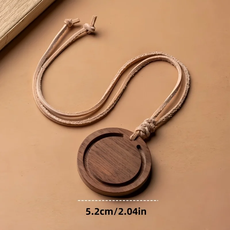 1PC 원형 프리미엄 우드 디퓨저 - 화이트 왁스 우드와 블랙 월넛으로 수제작 - 우아한 차량용 아로마 액세서리