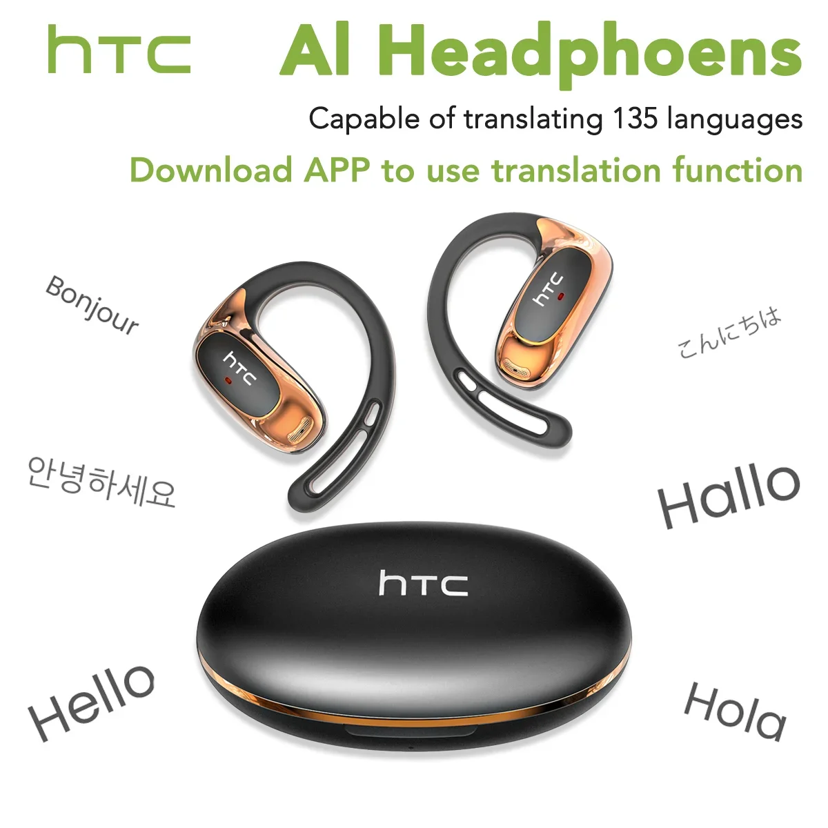 HTC NE35 Bluetooth V6.0 イヤホン AI 翻訳イヤホン OWS スポーツ
