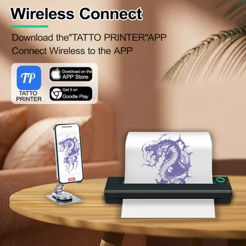 Tattoo Thermal Machine Portable Printer Wireless Transfer Stencil A0 A4 paper Copier Compatible smartphone With Android IOS Wins